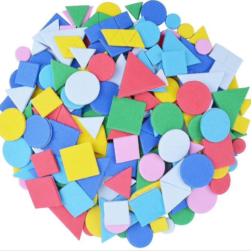 

150 pcs Foam Paper Stickers Kids Toys Geometric Sponge Patch Self Adhesive Multicolor Children Sticker Kindergarten Crafts