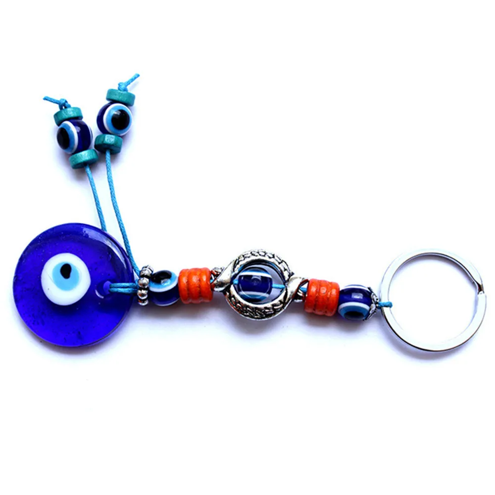 

Turkish Blue Eye Keychain Middle Eastern Style Handwoven Gift Alloy Evil Lucky Eyes Wall Car Pendant Home Decorations