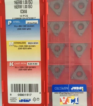 

10 PCS ISCAR CARBIDE INSERT 16ERM 1.00ISO IC908