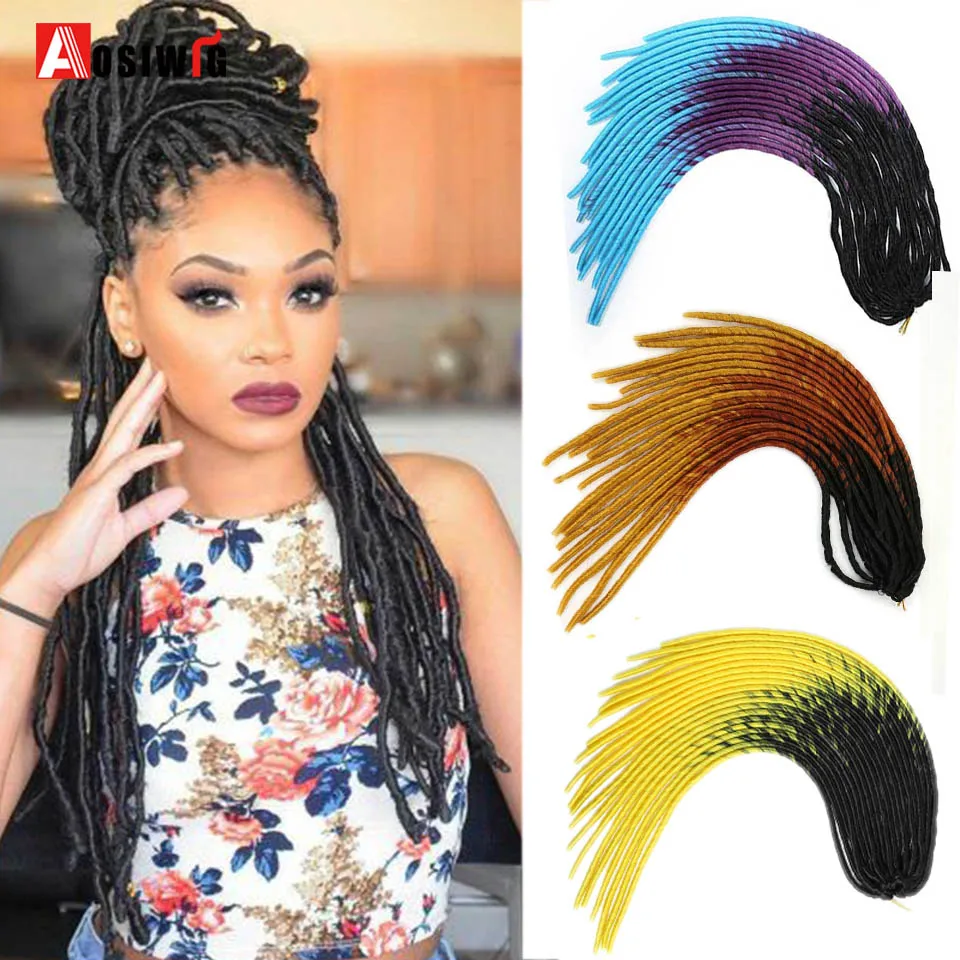 AOSIWIG синтетические мягкие Faux Locs Curly косички для наращивания волос Омбре