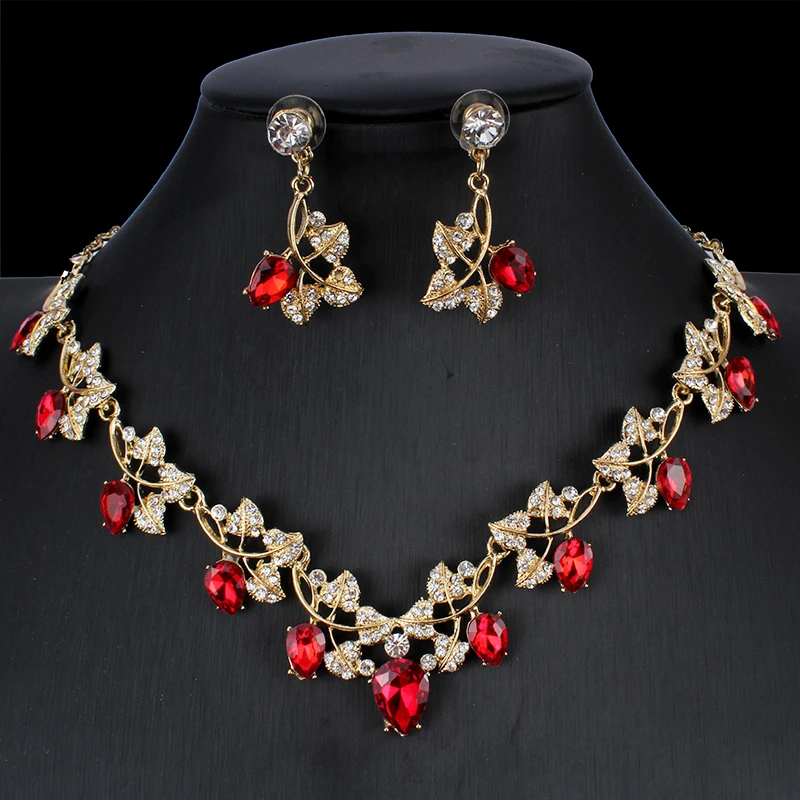 Jiayijiaduo Дубай женский ювелирный набор Кристалл ожерелье серьги Свадебные аксессуары для одежды