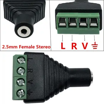 

Jack 2.5mm Video AV Balun 2.5mm stereo female to AV Screw Terminal Stereo jack 2.5 mm female 4 pin Terminal Block Plug