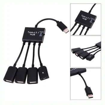 

Multiple OTG 4 Port Type-C USB Power Charging Hub Cable Connector Adapter USB 3.1 Type C Hub To 4 USB 2.0 Port HUB 19CM