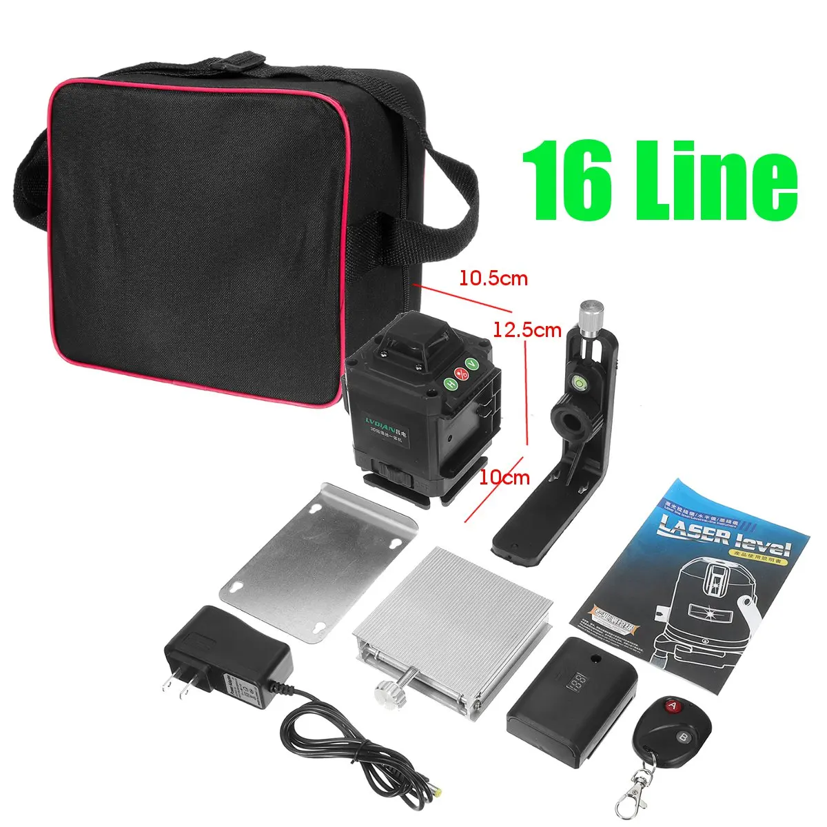 16 Lines 8/12/16 Lines Laser Level 4D Level Self-Leveling 360 Horizontal And Vertical Cross Super Powerful Green Laser Level - Color: 16 Lines