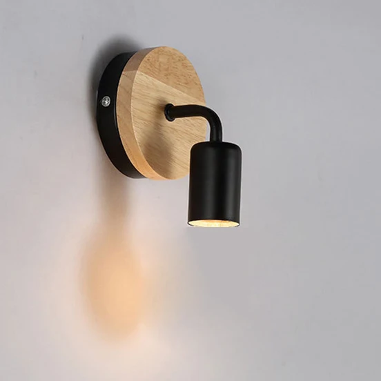 Black Body Wood Скандинавский деревянный настенный светильник, современный скандинавский бра с выключателем для дома, светильник, ретро настенный светильник, Декор, лампа Эдисона, черный, белый, E27 - Цвет абажура: Black Body Wood
