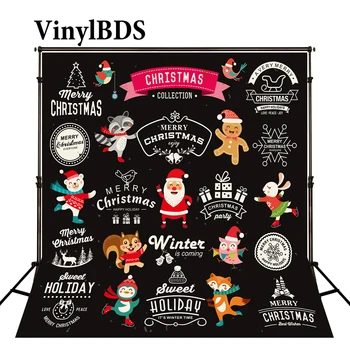 

VinylBDS Christmas Cartoon Backgrounds Photo Studio Papai Noel Gingerbread Elk Christmas Decorations Backdrop for Newborn Baby