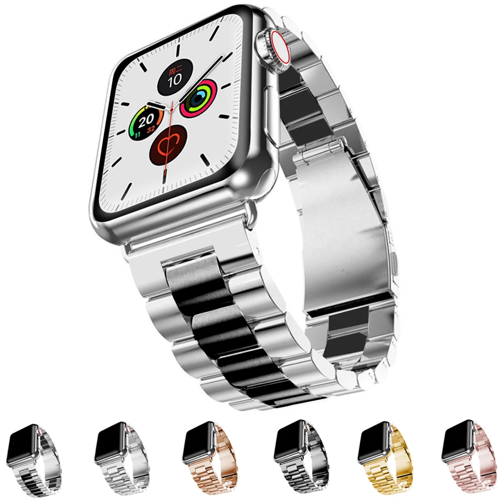 Ремешок из нержавеющей стали для Apple Watch 42 мм 38 мм Серия 1 2 3 металлический ремешок для часов браслет для iWatch серии 4 5 44 мм 40 мм ремешок