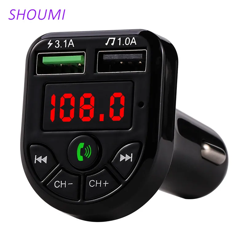 Shoumi FM-передатчик 4.1A Bluetooth автомобильный комплект с двойным USB Автомобильное