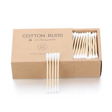 100/200 шт двойные бамбуковые ватные палочки, деревянные палочки, одноразовые ватные палочки, чистка ушей для носа, инструменты для макияжа