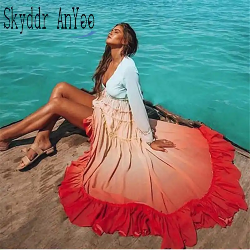 beach maxi dress with sleeves