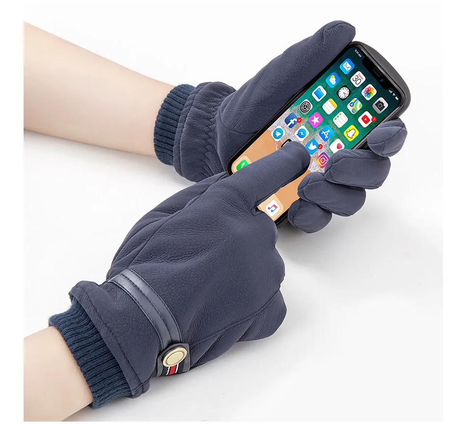 IWINTER, Новое поступление, зимние перчатки для мужчин, на палец, можно сенсорный экран, водонепроницаемые перчатки, на ощупь, утолщенные, теплые, одноцветные перчатки