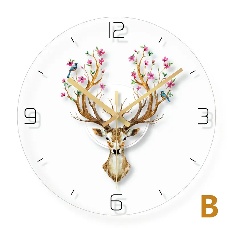 Wall Clock Nordic Household Mute Living Room Bedroom Minimalist Modern Decorative Wall Watch 14 Inch Quartz Round Clocks - Цвет: 3205