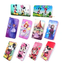 

Disney Minnie Mouse Coin Bag Stitch Frozen Woman Long Wallet Anime Lilo & Stitch PU Leather Girl Boy Card Children Holder Clutch