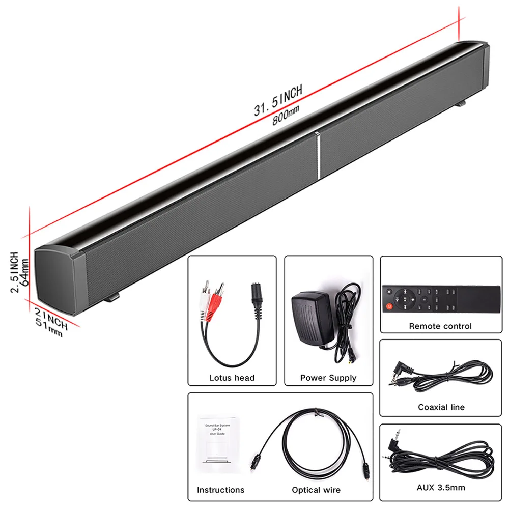 Goede Draadloze Bluetooth 5.0 Speaker Subwoof 40W Geluid Bar 3D Thuis TV Muur Gemonteerde Theater Soundbar Sound Versterker Afstandsbediening controle