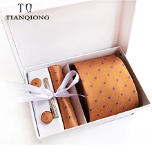 Подарочная на заказ Персонализированные мужские галстуки Hankie запонки наборы Галстуки 8 см в горошек Полосатый галстук для мужчин Свадебная вечеринка