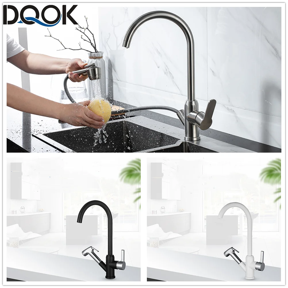 Blacked stainless Kitchen Faucets Single Handle Pull Out Kitchen Tap Single Hole Brushed Nickle 360 Degree Sink Mixer Tap