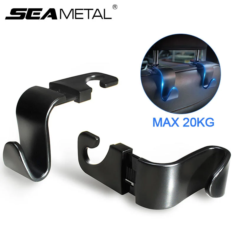 20KG Load 4pcs Car Hanging Hook Multipurpose Headrest Hook Seat Back Hanger Auto Clips Fastener for Bags Handbags Clothes car hook