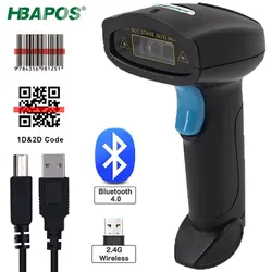 Scanner de codes barres Bluetooth 3 en 1, 2.4G, sans fil, connexion filaire USB, tablette de téléphone intelligent, PC, lecteur de codes à barres 1D 2D 