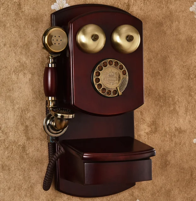 Telefono Fisso Vintage Da Muro | Stile Retrò Con Luci LED | Regolazione Volume E Tono | Colore Rame Rosso - Foto 4