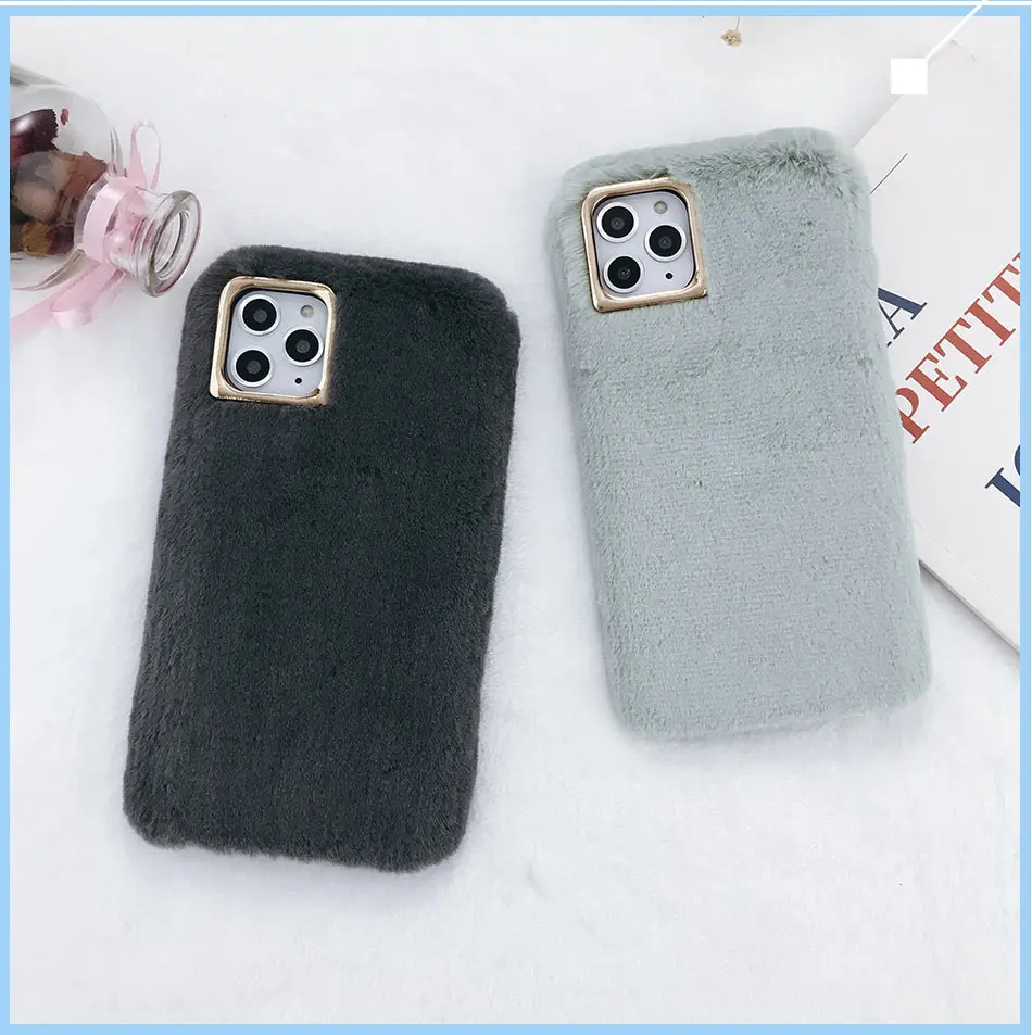 USLION пушистые меховые зимние теплые чехлы для iPhone 11 Pro Max X XR Xs Max Чехлы для iPhone 6 6s 7 8 Plus Мягкий ТПУ чехол