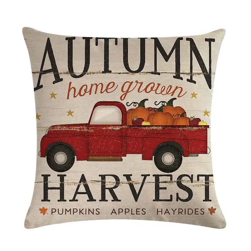 45x45 Square Pillow Cover Pumpkin Cushion Case Toss Pillowcase Pillows Christmas Style Car Pattern Pillow Case Decor