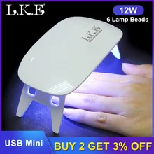 LKE 12W Uv Lampu Kuku Pengering Lampu untuk Kuku Manikur Mesin Mini Portable Nail Lamp USB Gel Cat Kuku gel Varnish 45 S 60 S Kali(China)