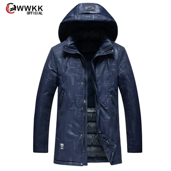 

WWKK 2020 New Warm Thick winter down jacket men brand clothing Top quality X-Long Male White duck down coat L-4XL