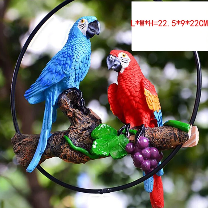 Моделирование смолы попугай висячие орнамент ремесла Творческий попугай модель дома Открытый Двор Сад ремесло украшение дерево D