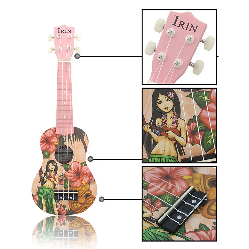 Irin 21 дюймов розовый сопрано укулеле Ukelele гитара 4 струны акустическая Гавайская гитара Музыкальные инструменты для девочек начинающих