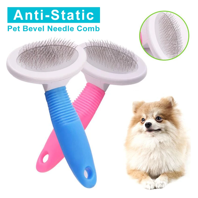 

Bevel Needle Pets Comb Antistatic Rubber Anti Skid Handle Dog Combs Remove Floating Hair Cat Grooming Comb Tools Dogs Products