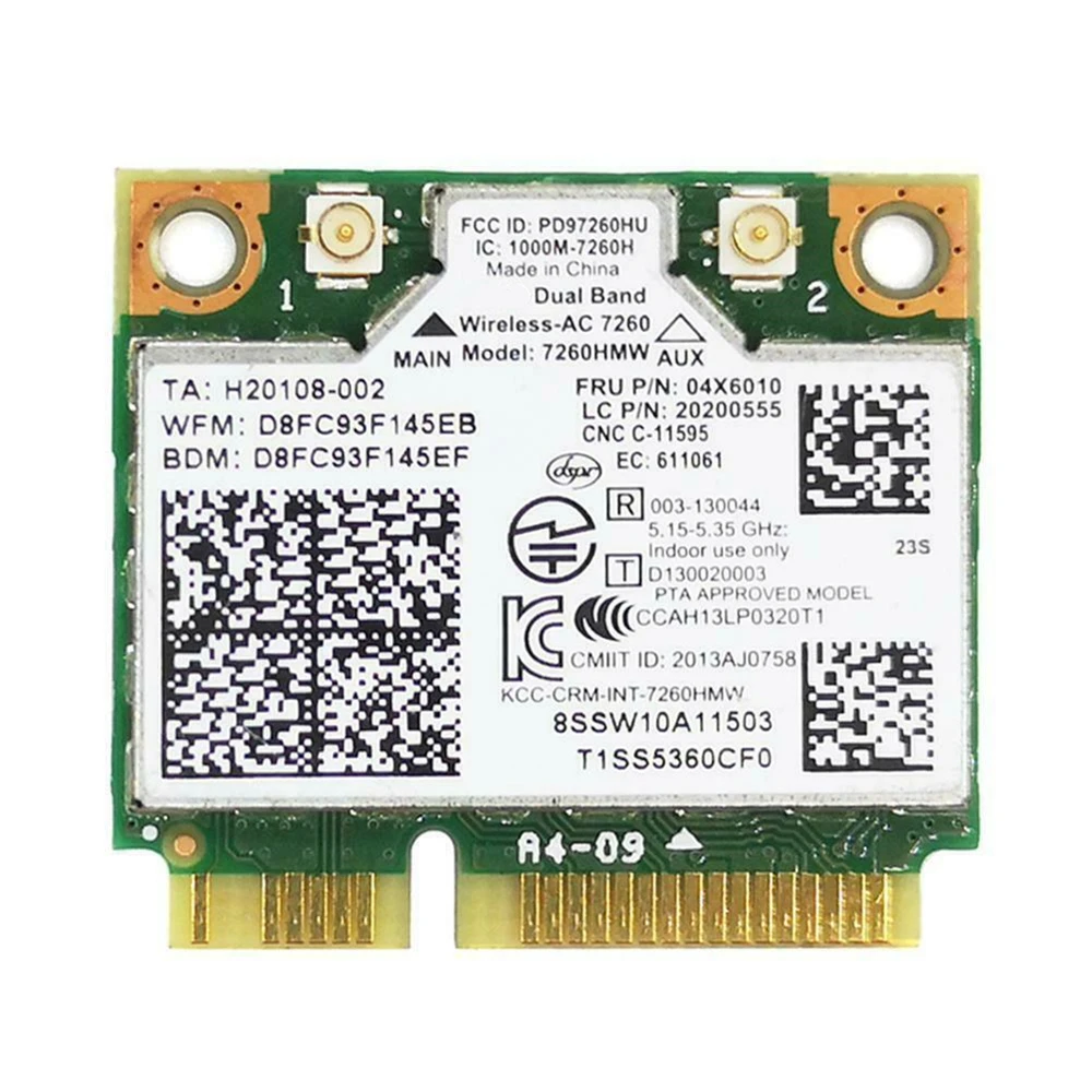 For Lenovo Thinkpad For Intel 7260 AC Dual Band WiFi + Bluetooth 4.0 WLAN Card 04 X 6010