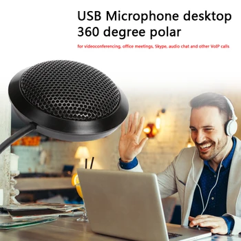 

360 Pickup Condenser Microphone 1.8m USB Omni-directional Desktop Plug and Play Microphones USB Rechargeable Meeting