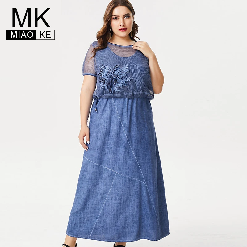 Платье женское льняное длинное размера плюс модное элегантное офисное платье 4xl