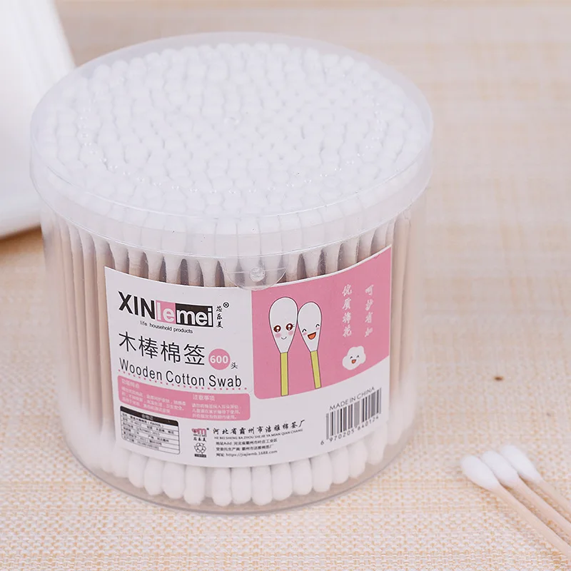 Cotton Swab 300 Cylinder Boxed Disposable Double Headed Ear Cleaning Cotton Swab Makeup Remover Cotton Swab Manufacturers Wholes
