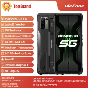 Preise Ulefone Rüstung 10 5G SmartPhone Android 10 8GB + 128GB Wasserdichte Robuste Handy 6,67 Vollbild-fenster 64MP Octa Core-Handy