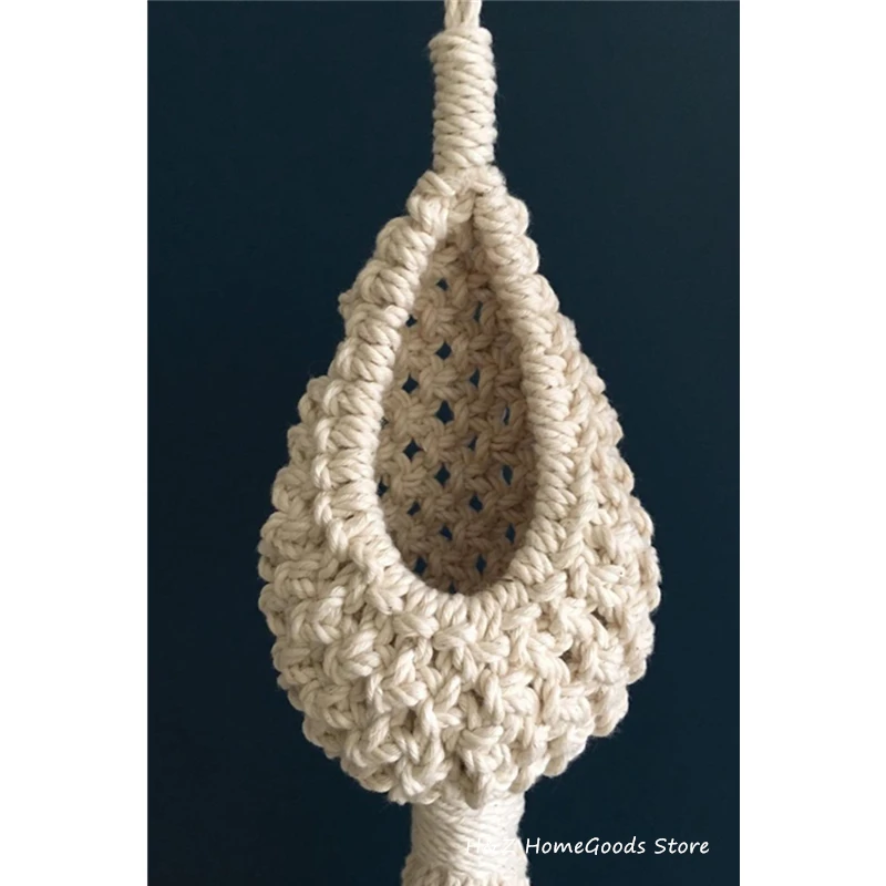 Macrame Rope Plant Wall Hanging Tassel Flower Basket Net Bag Tapestry Cotton Boho Chi Woven Wall Art for Apartment Dorm
