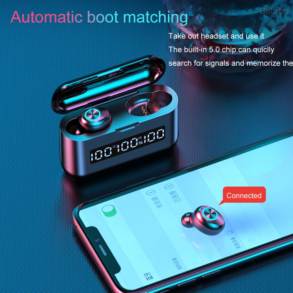 TWS Wireless Headphones Bluetooth 5 0 Earphones HiFi Stereo Sports Earbuds 2000mAh Charging Box Gaming Headset with Microphones