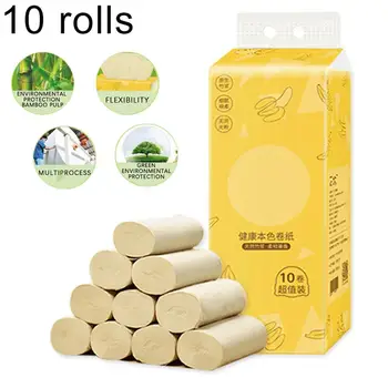 

10 Rolls 3 Layer Soft Skin-friendly Toilet Paper Bamboo Pulp Comfort Facial Tissues Kitchen Bathroom Napkin Tissue Paper