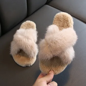 

Toddler Infant Kids Baby Winter Warm Leaky Toe Slipper Boys Girls Solid Soft-soled Slippers Cotton Soft Children's Slippers Home