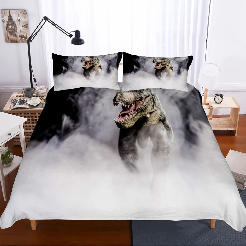 BEST.WENSD,, bedding-set-3d, HD набор пододеяльников для пуховых одеял с изображением животных динозавров, темно-зеленые постельные принадлежности, набор постельного белья с изображением динозавров высокого качества