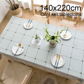 

Cotton Linen Textile Hotel With Tassels Checkered Modern Elegant For Dining Kitchen Rectangle Tablecloth Anti Fading Washable
