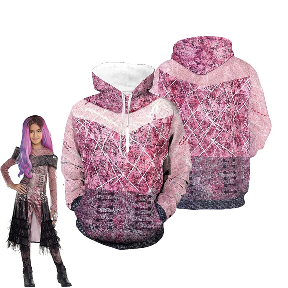 

Descendants 3 Mal Cosplay Hoodie Sweatshirt Halloween Costume For Women Jacket Purple Coat Zipper Hoodie Pullover Autumn Clothes