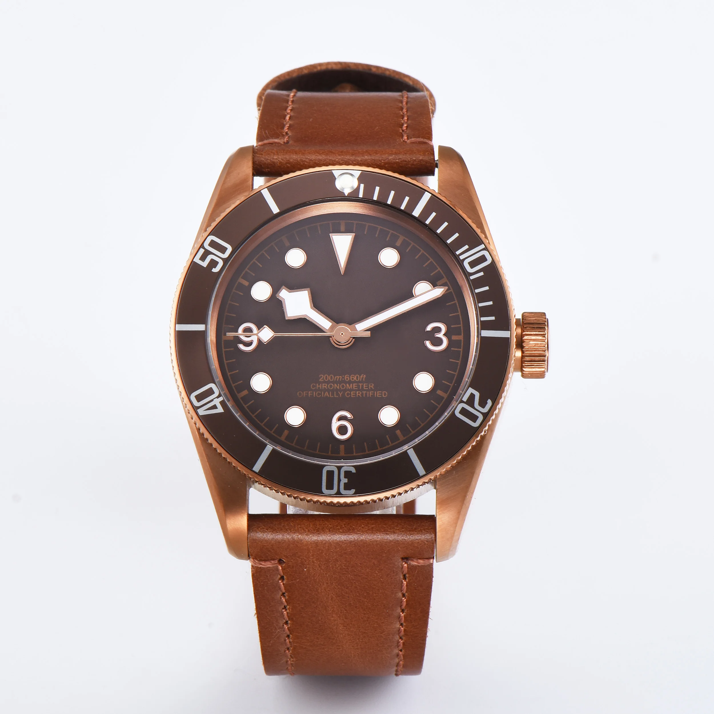 

Corgeut 41MM Sterile Coffee Dial Gold Mark SS Case Coffee Bezel Sapphire Glass Luminous Show Automatic Watch