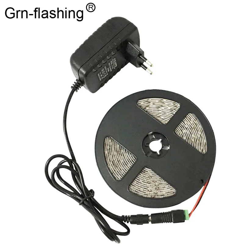 #cheap 3528 2835 led strip lights 60leds m 5m roll RGB waterproof led flexible strip tape with DC 12V 2A power adapter