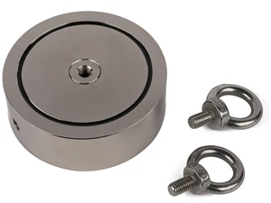 Neodymium Fishing Magnets (Double-Sided) Round Neodymium Magnet with Eyebolt 1200lbs Pulling Force Magnet for River Or Fishing