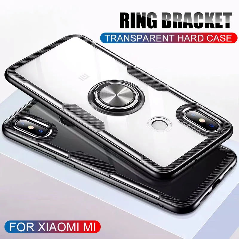 

Luxury Heavy Phone Case For Xiaomi Mi 9t 9 8 Se Redmi 7 Note 5 7 K20 Pro Transparent Soft Edge Pc Hard Case With Ring Bracket
