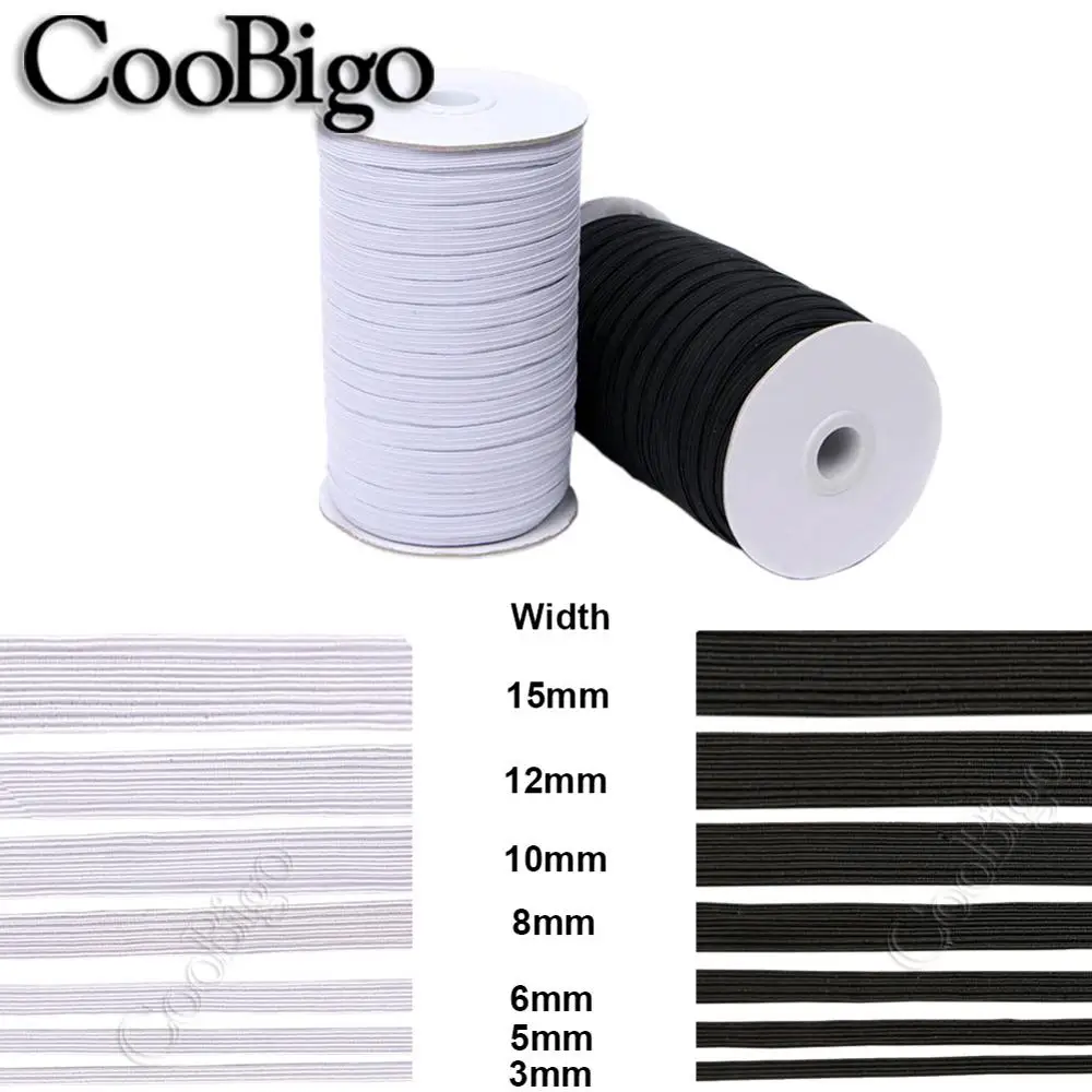 Sewing Elastic Band 10yards Black / White Sewing Elastic Band Webbing Spandex 3mm ~ 15mm for Clothes Garment Trousers Belt Sewing DIY Accessories
