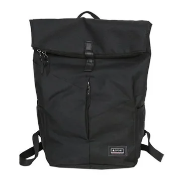 

Fashion Canvas Roll Shoulder Bag Color College Student Bag Large Capacity Travel Sports Backpack Black