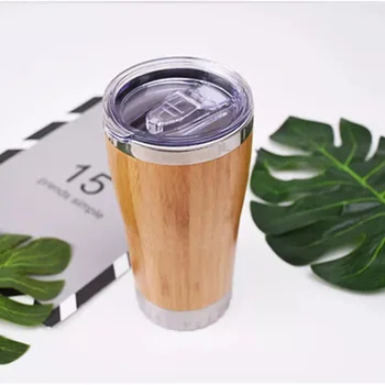 

520ML Bamboo Coffee Cup Stainless Steel Tea Water Travel Mug With Leak-Proof Cover Insulated Coffee Accompanying Cup Reusable