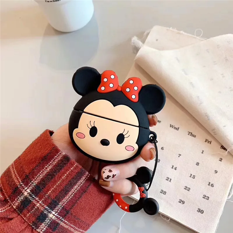 minnie2 Милый чехол для наушников для AirPods Pro Чехол с рисунком Микки и Минни для Apple AirPods Pro 3 сумки защитный чехол с крючок карабина - Цвет: minnie2